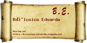 Bölcsics Edvarda névjegykártya